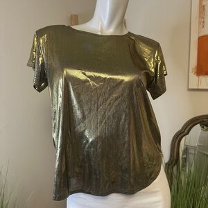 In Charge Metallic Gold Lame Women's Top Small VINTAGE